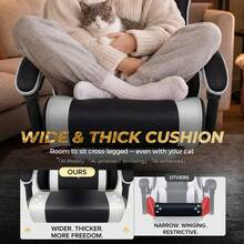 Fabric Gaming Chair With Footrest, Ergonomic Computer Desk Chair With Pocket Spring Cushion Home Office High Back Lumbar Support Heavy Duty Wide - White - View 8