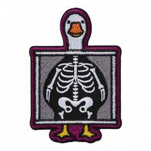 1pc Funny Duck X-Ray Skeleton Embroidered Iron-On Patch, Humorous Goose Bone Patch Sticker, Jacket Backpack Clothing Decoration Patch - A - View 1