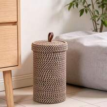 Bohemian Style Decorative Toilet Paper Holder, Handwoven Paper Basket, Holds Large Toilet Paper Rolls, 3 Rolls Capacity, Bathroom Vanity Standing Storage Rack - Multicolor - View 1