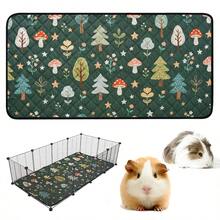 1pc Reusable Pet Cage Mat, Cute Printed Animal Sleeping Pad, All-Season Rabbit Hamster Cage Accessory, Washable Pet Pee Pad, Suitable For Small Cats, Dogs And Small Animals - Green - View 1