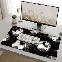 Black Background Football Pattern Gaming Mouse Pad, Non-Slip Rubber Desk Mat, Smooth Gliding Surface, Suitable For PC Laptop Office Home, Sports Abstract Art Decor, Back To School Supplies - A - View 2