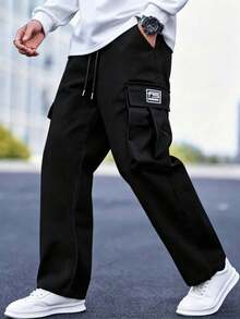Men's Casual Summer Lightweight Plus Size Cargo Pants Fashion Multi-Pocket Outdoor Sports Long Pants - Black - View 6
