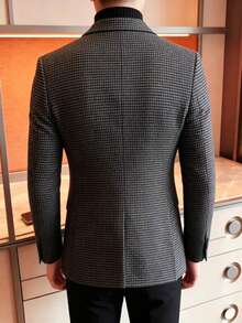 Men's Contrast Color Lapel Button-Up Long Sleeve Blazer - Multicolor - View 2