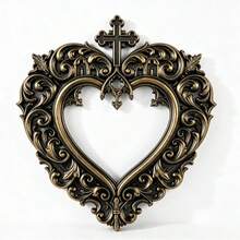 Niche Dark Gothic Cross Heart Carved Frame Baroque Vintage Hollow Empty Frame Wall Art Hanging Decor - View 12