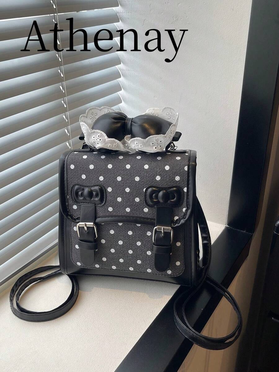 Cute Polka Dot Bow Fashionable New Highly Attractive Versatile Chic Personalized Backpack