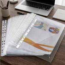 100 PCS Clear 11‑Hole Paper Protectors, 11.89 X 9.17 Inch Plastic Document Sleeves For Binders, Transparent File Folders, Back To School Office Supplies - Transparent - View 2