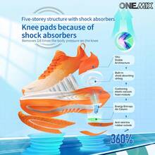 ONEMIX Fashion Sports Casual Running Shoes, Comfortable Shock Absorption, Low-Top Thick Sole, Anti-Slip, Wear-Resistant - Sunny Orange - View 9