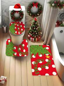 1/4pcs Christmas Tree Shower Curtain Set With 12 Hooks, Waterproof Polyester Bathroom Curtain, Thickened, Durable Quick-Dry, 180*180cm, Christmas Bathroom Decor - A - View 6