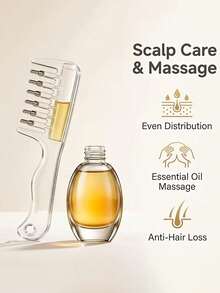 Transparent Comb For Applying Hair Oil To Scalp, Featuring Visible Liquid Container And Rotating Metal Teeth Head For Even Distribution, Suitable For Hair And Beard Care, Unisex, Allows Essential Oil Massage Without Hand Operation - Multicolor - View 5