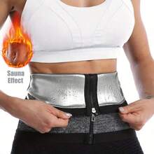Women's Slimming Sauna Waist Trimmer Belt, Adjustable Zipper Design To Shape Waistline, Improve Posture, Abdominal Control - Grey - View 8