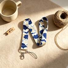1 Piece Chinese Blue Cloud Lanyard With ID Card Holder, Traditional Oriental Art Badge Holder For Work Student Office Gift - Multicolor - View 5