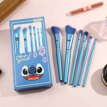 Disney Stitch Themed 6-Piece Cosmetic Makeup Brushes Collection, Angled Blush Contour Eyeshadow Crease Brushes With Cute Character Print And Ergonomic Handle, Travel Portable Beauty Tools Box Set For Smooth Face Powder Application - Multicolor - View 3