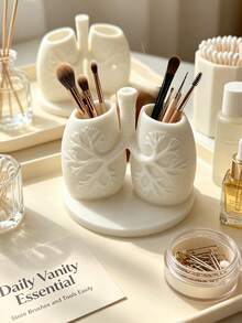 Creative Lung Anatomy Model Storage Tube, Fun Makeup Brush Holder, Desktop Decorative Ornament, Dual Lung Shaped Storage Container, Vanity Organizer, Suitable For Home Bathroom Bedroom Study Room Storage Accessories, Room Decor, Home Decoration, Medical Student Gift - Multicolor - View 3