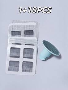 11pcs Set, 1 Shower Drain Cover + 10 Drain Stickers. Odor-Proof Bathroom Drain Core With Automatic Switch Function And Built-In Filter, Prevents Bathroom Drain Pipe Clogging, Suitable For Shower Room, Kitchen And Balcony. - A - View 9