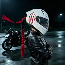 Wig Braid For Helmet Decoration,Helmet Braids With Monster Claw Reflective Scratch Stripe Vinyl Sticker And Detachable Bow Ribbon,Motorcycle Helmet Wig Braid, Many Colors Bicycle Helmet Braids Hair Tails (Helmet Not Included) - Multicolor - View 1