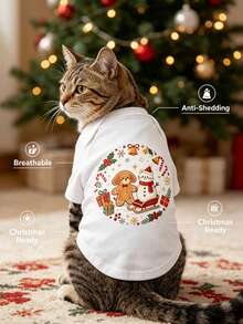 1pc Christmas Print Pet Tank Vest, Breathable Anti‑Shedding Lightweight Comfortable Pet Clothes For Small Dogs & Cats - Multicolor - View 8