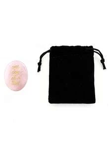 1/3 Pcs Engraved Natural Crystal Stone"One Day At A Time" With Velvet Pouch, Inspirational Pocket Gemstone, Gift & Decor Accessory - Multicolor - View 8