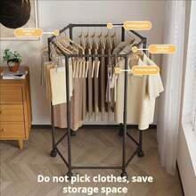 1 Set 360° Rotating Hexagonal Clothes Drying Rack, Space-Saving Heavy-Duty Mobile Garment Rack, Foldable Clothing Storage Rack, Sturdy Metal Frame Hanging Rack, Self-Standing Vertical Portable Wardrobe, Suitable For Drying And Storing Clothes, Pants, Socks, Etc., For Laundry Room, Home Storage, Small Spaces, Bedroom, Dorm, Also Suitable For Autumn Promotion, Halloween And Christmas Events - Multicolor - View 6