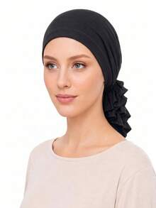1pc Women's Solid Color Elastic Headscarf Inner Layer, Soft Modal Knit Headwrap Hat, Back Ruffle Elastic Hairband, Non-Slip Lining Scarf, For Daily Wear - Multicolor - View 15