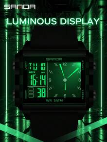 Top Brand Men's Luxury Sports Multi-Function Waterproof Fashion Alarm Date Week Quartz Digital Watch, Casual Style SANDA 6273 - Black - View 8