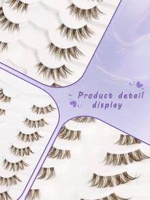 7 Pairs New Half Eyelashes, Brown Soft Natural Cat Eye Design, Makeup Tool Long Thick False Eyelashes - Cat Eye Lashes - View 7
