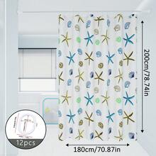 1pc Starfish Pattern Shower Curtain, Bathroom Wet/Dry Separation Divider Curtain, Suitable For Home, Hotel, School Dorm, Comes With Hanging Rings - Multicolor - View 14