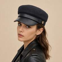 1pc Women's Street Fashion Beret Casual Navy Flat Top Hat Suitable For Spring/Autumn Travel, Beach, Party - Multicolor - View 4