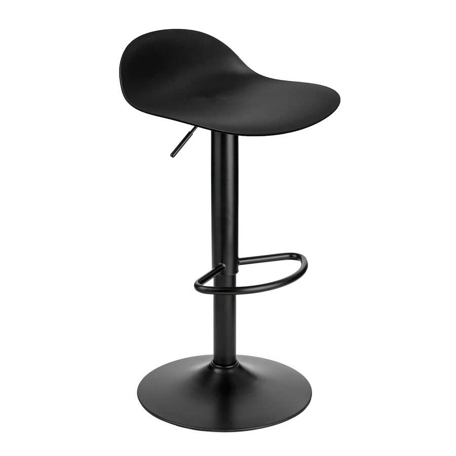 Baroni Home Drehbarer Barhocker mit höhenverstellbarer Sitzhöhe, kratzfestem Boden und Fußstütze, für Küche, Restaurant und Bar, leicht und einfach zu montieren, 41x40x64-86 cm, Schwarz - Schwarz - Übersicht 1