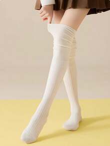1 Pair Women's All-Season Over-The-Knee Socks, High Tube Socks, Non-Slip Comfortable Fit Thigh-High Socks, Thickened Warm Ribbed Long Socks, Soft Elastic Breathable Winter Long Socks, Comfortable Boot Socks - Multicolor - View 8