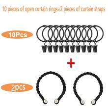 10pcs Metal Curtain Rings With Clips + 2pcs Magnetic Twist Rope Curtain Tiebacks, Suitable For Bedroom, Living Room Curtains, Home Decor Curtain Accessories - Multicolor - View 14