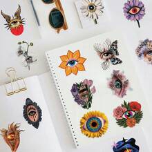 50pcs Pupil Hallucination Art PET Dual Transparency Graffiti Stickers DIY Decorative Cup Journal Phone Case Computer Desk Helmet Guitar ,Creativity Gift Decals - 1 Set/50 PCS - View 8