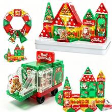 38PCS Christmas Train Magnetic Building Blocks Set, Christmas Magnetic Board Car STEM Educational Magnetic Construction Toy, Santa Claus & Christmas Pattern Magnetic Blocks, Suitable For Children Aged 3+ Boys & Girls Holiday Christmas Gift - Color - View 2