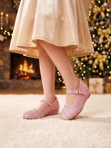 Elegant Shiny Glitter Girls High Heel Pumps For Kids, Suitable For Indoor Parties And Banquets In Autumn/Winter, Pairs Well With Dresses - Pink - View 1