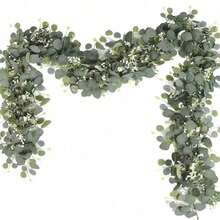 Artificial Eucalyptus Garland Fake Green Leaf Vine Wedding Arch Wall Home Decor - Green - View 5