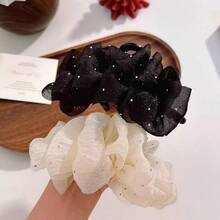 2/1pcs Women Solid Color Shiny Oversized Bubble Bow Hair Clip Elegant Fashion Claw Clip Suitable For Daily Use - Black + Rice - View 2