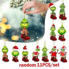 The Grinch 11/2pcs Acrylic Christmas Tree Hanging Ornaments, Cute Shoe Design, Multiple Styles Available, Perfect For Christmas Home Decor, Ideal Christmas Tree Decoration And Holiday Party Gift (Random Style) - Cookie Monster - View 7