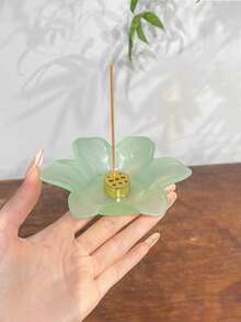 6-Petal High Borosilicate Glass Incense Burner Base, Tea Ceremony And Aromatherapy Incense Holder, Home Coaster, Candle Tray Decor, Suitable For Dining Room And Bedroom, Creating Valentine's Day, Birthday And Other Holiday Atmosphere - Flowers - View 3