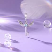 WOSTU 1pc Angel Wings Pendant 925 Sterling Silver Opal Shell Inlaid Cubic Zirconia Beads DIY Bracelet Accessory Exquisite Jewelry Women's Birthday Party Gift - Multicolor - View 9