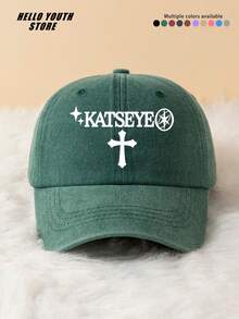 1pc KATSEYE Cross Pattern Print Baseball Cap, Classic Casual Fashion Vintage Sun Protection Hat, Soft Sweat-Absorbing Band, Adjustable Size, Lightweight Sun Protection, Versatile Use, Suitable For Outdoor Sports, Daily Wear, Gatherings And Vacations. - A - View 12