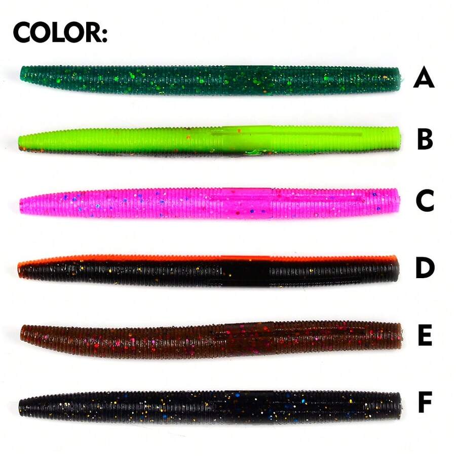 PRO BEROS PROBEROS 10Pcs Senko Soft Plastic Stick Baits, Wacky Worm Fishing Lures Glitter Ribbed Soft Stick Worm, Multi‑Color Artificial Bait For Bass Freshwater Fishing Tackle - 9g/12.7cm - View 1