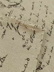 1pc Vintage Handwritten Postmark Print Linen Fabric, Neutral Beige Letter Pattern Cloth, Suitable For Clothing Sewing, Cushion Covers, Table Runners, Curtains, Handmade Home Decor - Multicolor - View 7