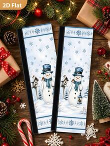 1/2Pcs Christmas Refrigerator Handle Covers, Christmas Snowman & Snowflake Pattern, With Hook And Loop, Suitable For Refrigerator, Oven, Microwave, Dishwasher, Christmas Holiday Kitchen Decor - View 5
