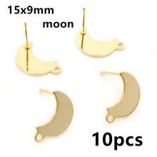 10pcs Stainless Steel Geometric Star Moon Earring Stud Earring Posts Connector For DIY Earring Jewelry Making Supplies - Earring Studs - View 19