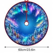 1件裝極光雪山風景圖案聖誕樹裙，優雅配色節日裝飾，5種尺寸，中性節日禮物，適用於居家與派對聖誕家居裝飾 - 極光雪山風景 - 查看 13