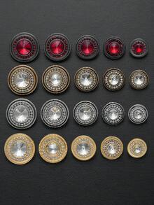 4pcs/Set Round Crystal Rhinestone Glass Metal Buttons, Handmade Sew-On Decorative Buttons, Suitable For Fur Coats And Winter Jackets, Women's Fashion Accessories, Jewelry Making Crafts - Multicolor - View 2