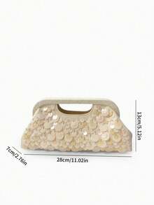 Dedoo Women Handle Crossbody Clutch Bag,Solid Color Thick Woven Raffia,Hollow Handle & Chain,French Vintage Bohemian Style For Summer Daily/Beach - Beige - View 7