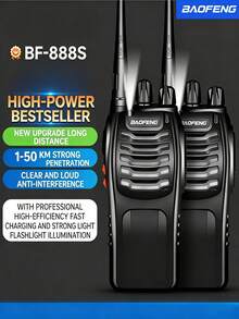 Baofeng BF-888S Walkie Talkie Powerful Upgrade High Power Long Range Professional Commercial And Consumer Use Outdoor Self-Driving Tour Handheld Radio - Black - View 2