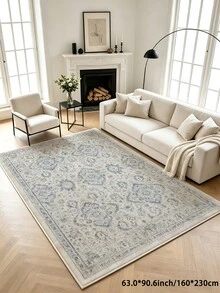 1pc Light Blue Bohemian Living Room Rug. Suitable For Kitchen, Dining Room, Bedroom, Room Holiday Decor, Indoor/Outdoor, Office, Lobby, Non-Slip Doormat, Bathroom Rug, Hallway, Study Gaming Area Rug. - Dusty Blue - View 15
