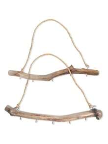 1/2pcs Driftwood Decorative Branch Farmhouse Style Home Wall Hanging Decor With 5 Hooks Hanging Jewelry Storage Rack - Multicolor - View 1