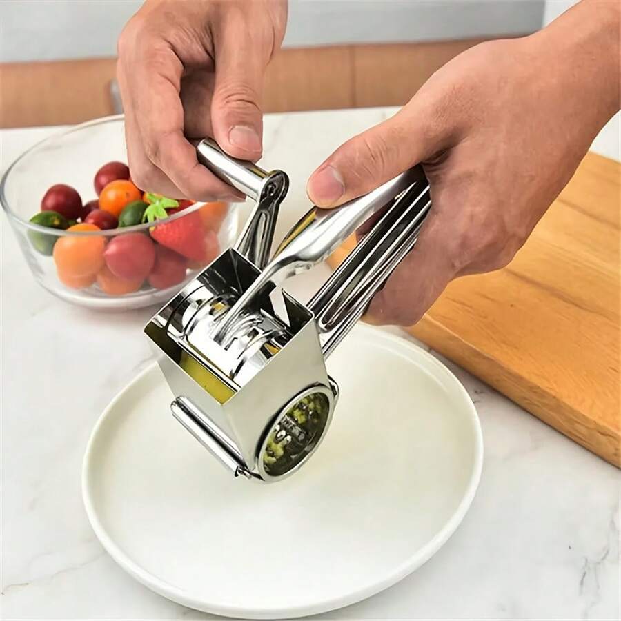 Handheld Stainless Steel Cheese Grater, Rotating Garlic & Carrot Cutter, Cheese Slicer, Kitchen Tool Slicer Chopper Grinder - Multicolor - View 1